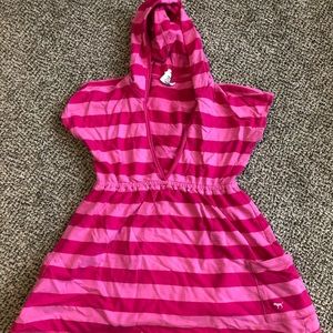 Pink hooded beach cover up